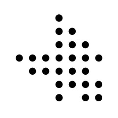 Abstract shape made of black dots forming an arrowlike figure