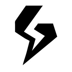 Abstract black letter g shape with lightning bolt negative space