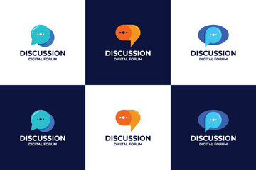Set of colorful chat, conversation, discussion logo design