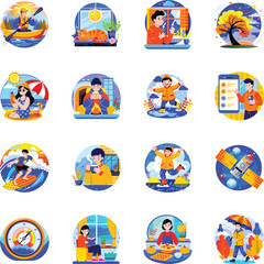Fototapeta premium Handy Pack of Weather and Seasons Flat Illustrations 