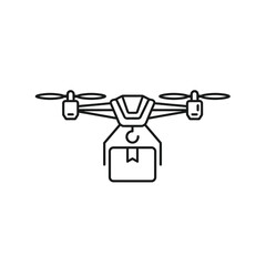 Drone Delivery Service Outline Icon Modern Package Shipment via Unmanned Aerial Vehicle