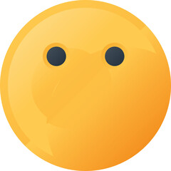 Simple Yellow Round Emoji Face with Dark Eyes Against a Transparent Background Subtle Gradient Lighting