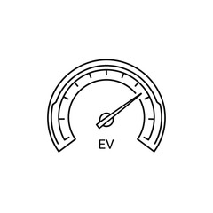 Linear graphic of an electric vehicle power indicator, showing energy levels and representing sustainable automotive advancements and future mobility concepts
