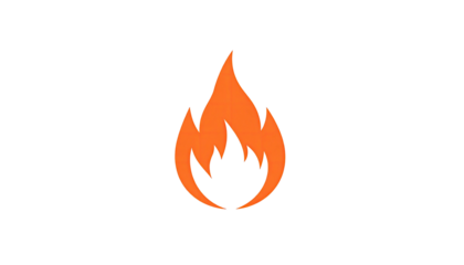 Orange flame isolated on black background, flickering shape