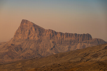 Tranquil scene from the Al Hajar Mountains, Oman. Landscape near the Balcony Walk, Jabal Shams and the Grand Canyon of Oman.