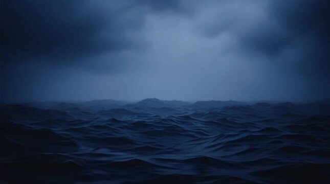 Camera moves above turbulent ocean