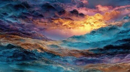 Fototapeta premium Abstract cloudscape with vibrant colors and atmospheric lighting details