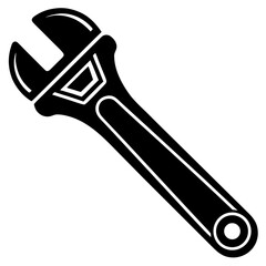 Obraz premium Adjustable Monkey Wrench Tool Silhouette Vector