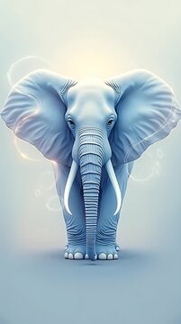 An elephant formed from flowing pastel auras and swirling dream textures, gentle light waves, elegant soft swirls creating a spiritual calming look.