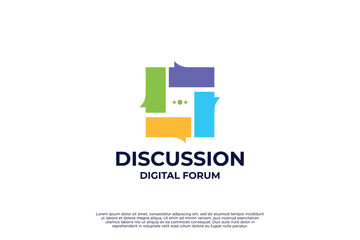 Colorful bubble chat logo design. Discussion logo template