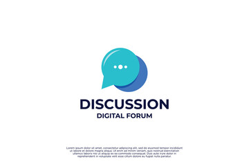 Colorful bubble chat logo design. Discussion logo template