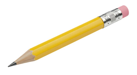 Yellow Wooden Pencil with Eraser and Sharpened Lead writing drawing isolated on a transparent background