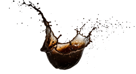 High Energy Coffee Splash Isolated on White Background - 3D Dynamic Liquid Drink Explosion for Cafe Menu