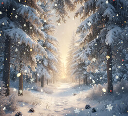 christmas tree and snow