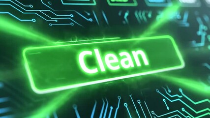 Glowing green progress bar on a blue holographic circuit board with 'scanning' text! With crispness! - Powered by Adobe