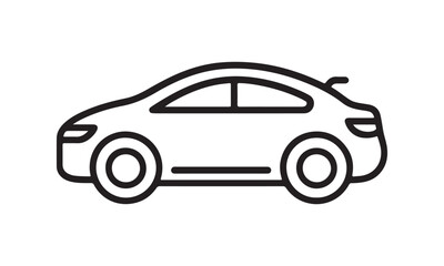 Simple Side Profile Icon of a Sedan Car, Clean Outline of a Modern Automobile, Perfect for Automotive and Transportation Graphics