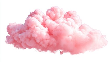 A fluffy pink cloud drifts through a clear blue sky adding a whimsical touch to the scene. The soft pastel color creates a dreamy and serene atmosphere perfect for relaxation.
