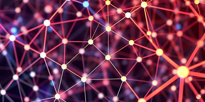 Abstract network of interconnected geometric shapes forming a lattice structure, science, vector - Powered by Adobe