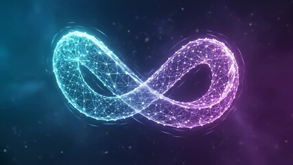 Abstract Infinity Symbol Digital Network Animation Glowing Blue and Purple. - Powered by Adobe