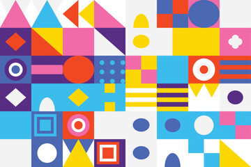 Vibrant Abstract Geometric Pattern A Dynamic and Colorful Background Composition of Modern Shapes for Creative Graphic Design Projects