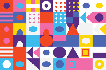 Obraz premium Colorful Geometric Design with Abstract Shapes and Vibrant Color Palette