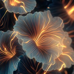 Abstract floral illustration with glowing lines and soft textures design