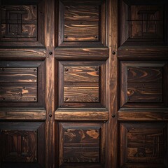 Detailed view of dark, square, wooden panels
