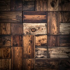 Rustic wood plank wall, varied tones and textures