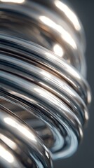 Abstract metallic spiral illustration with soft lighting and reflective surfaces