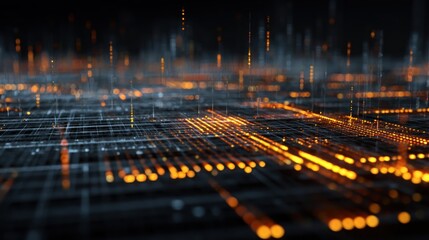Abstract digital network lines and nodes representing data processing