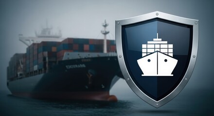 Cargo Ship Security Coverage – Shield icon representing freight and marine risk protection
