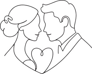 Minimalist Wedding Couple Line Art