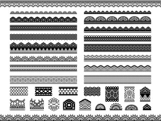 Naklejka premium 黒色のレースのラインのベクター素材セット