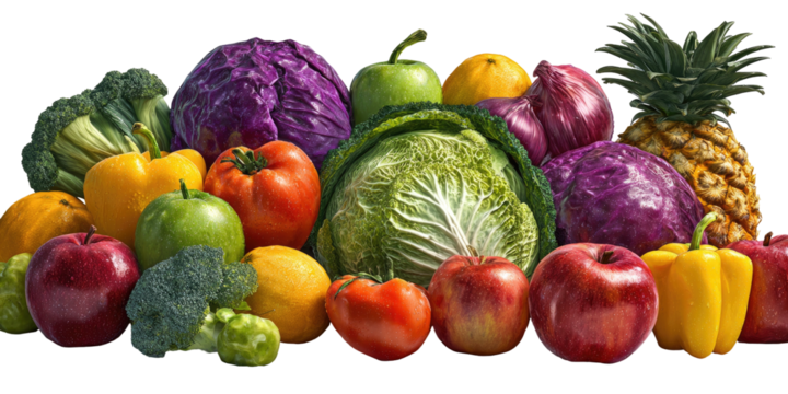 Assortment of colorful fresh produce including fruits and vegetables
