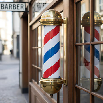 Classic Barber Pole on Street