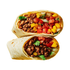 Fresh taco style beef burrito for restaurant menu design