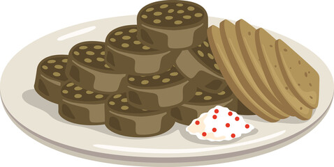 한국 간식 분식 길거리 음식 소금을 곁들인 순대 한 접시