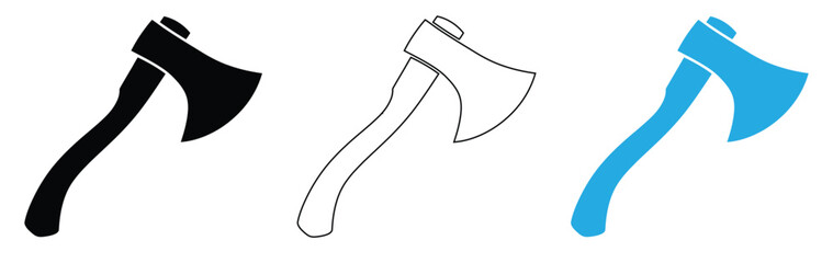Axe design elements in vector format for your next woodcutting project,Ax Set Wood work tool Design,axe tool, wood cutter or firefighter, lumberjack or carpentry vector pictogram sign icon symbol 