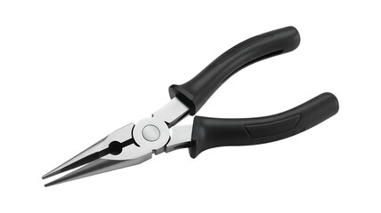 Obraz premium Long Nose Pliers with Black Grips on White Background isolated on a transparent background