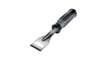 Fototapeta premium Metal Chisel Tool with Black Handle on White Background isolated on a transparent background