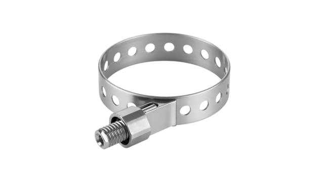 Metal Hose Clamp with Screw Mechanism pipe fastening isolated on a transparent background