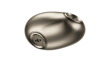 Metallic Egg- Shaped Device with Circular Insets technology isolated on a transparent background