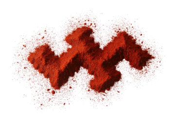 Red powder forms a zig-zag symbol against a black background