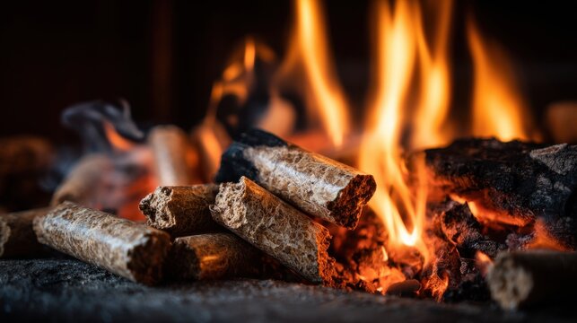 Warm flames illuminate the cozy space as logs crackle in the fireplace creating a comforting atmosphere for a winter evening gathering with friends or family.