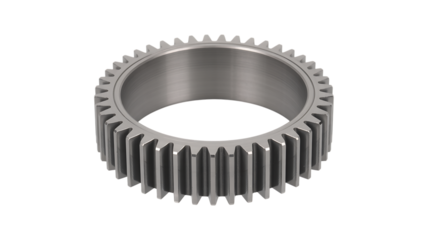 Single Metal Gear with Intricate Teeth cogwheel steel isolated on a transparent background