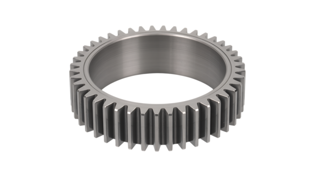 Single Metal Gear with Intricate Teeth cogwheel steel isolated on a transparent background
