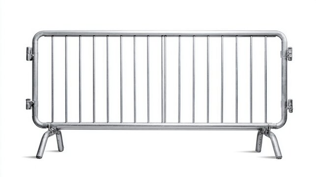 Metal crowd control barrier isolated on a white background