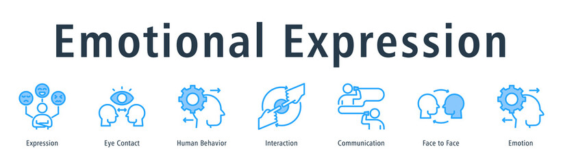 Emotional Expression Web Banner Blue