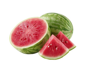 Refreshing sliced and whole watermelon wedges on black
