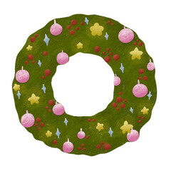 Christmas wreath. Christmas door wreath. Christmas tree decoration element for holiday.